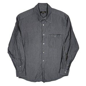 Zanella Dress Shirt Made in Italy Herringbone Black Cotton Large